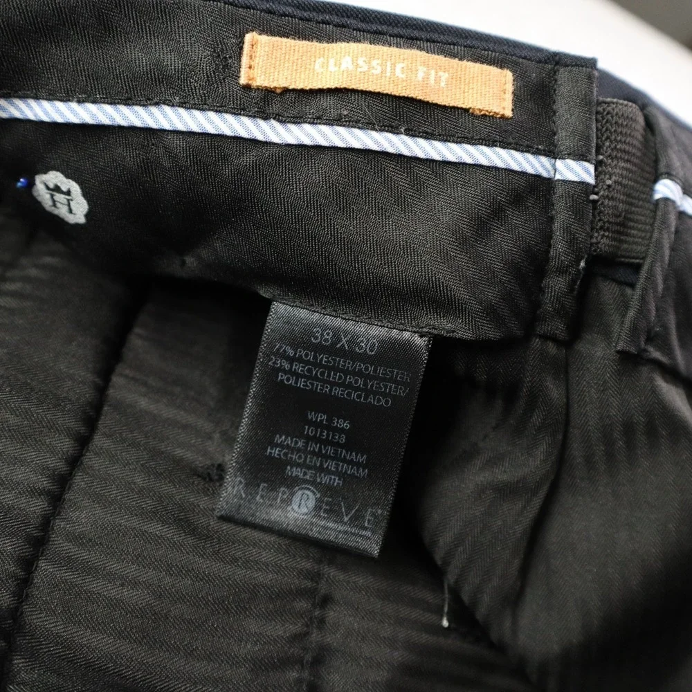Haggar Pants Mens 38x30 Classic Fit Dress Slacks Suit Flat Front‎ Dark Navy Blue